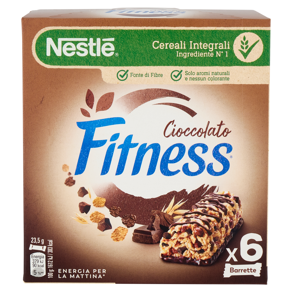 FITNESS Chocolate Barrette Cereali Integrali con Cioccolato Fondente 6 pezzi da 23,5g