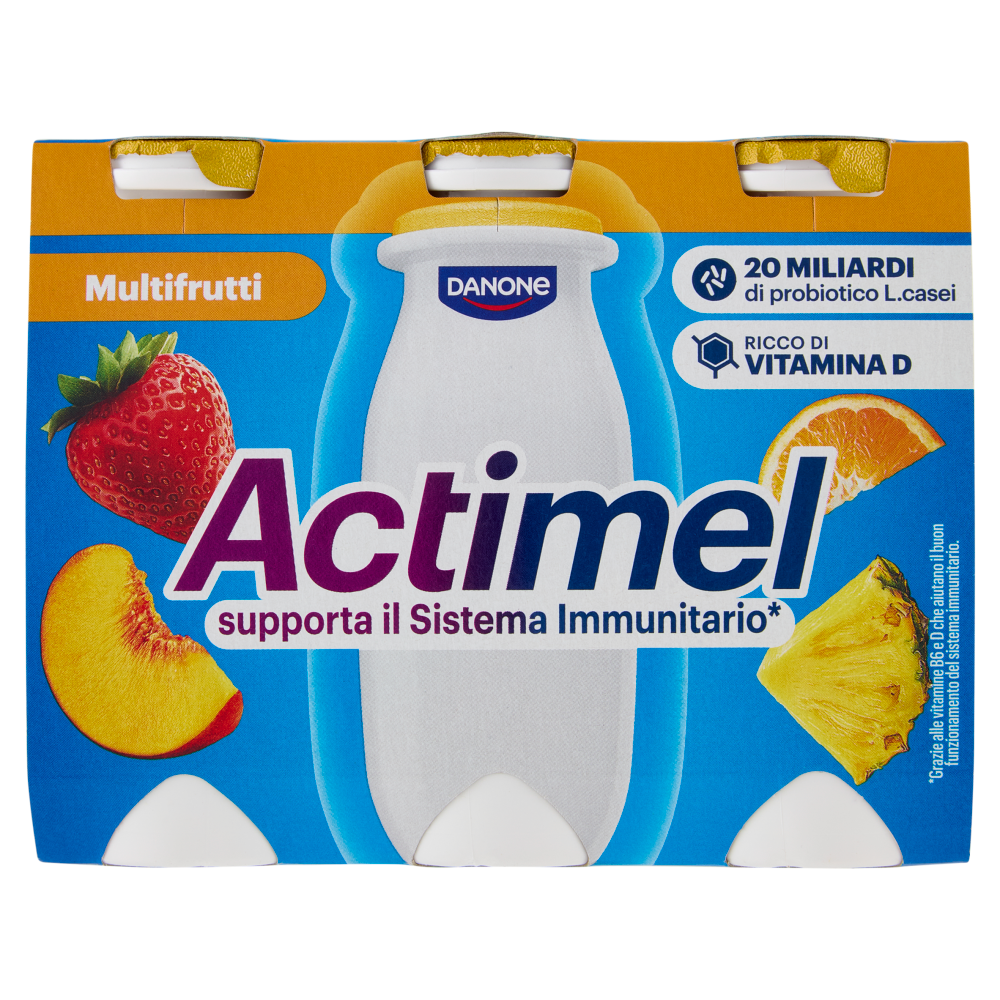 ACTIMEL, Yogurt da Bere con Vit B6 e D per il Sistema Immunitario, Multifrutti, 6X100G
