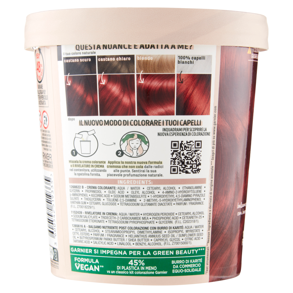 Garnier GOOD 6.6 Rosso Melograno, colorazione permanente senza ammoniaca, 90% di origine naturale