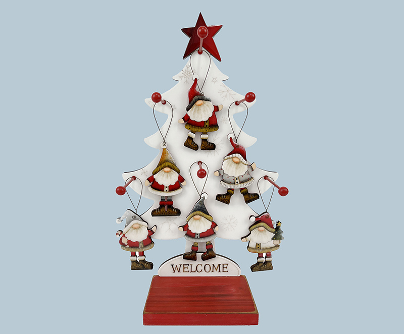 Carrefour Gnomo Magnetico cm.11 In Legno Lucido Su Albero Expo Da 60 Pz.