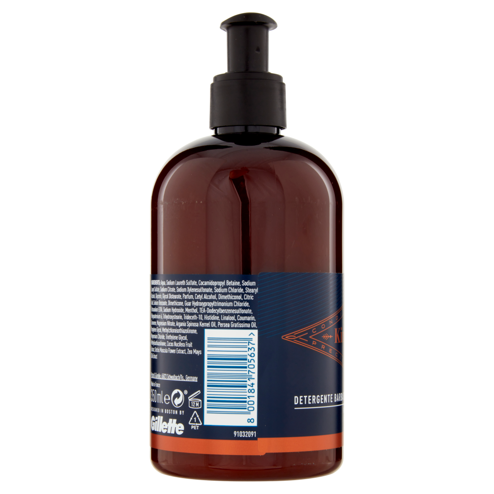 King C. Gillette Detergente Barba e Viso con Acqua di Cocco, Olio di Argan e Olio di Avocado 350 ml