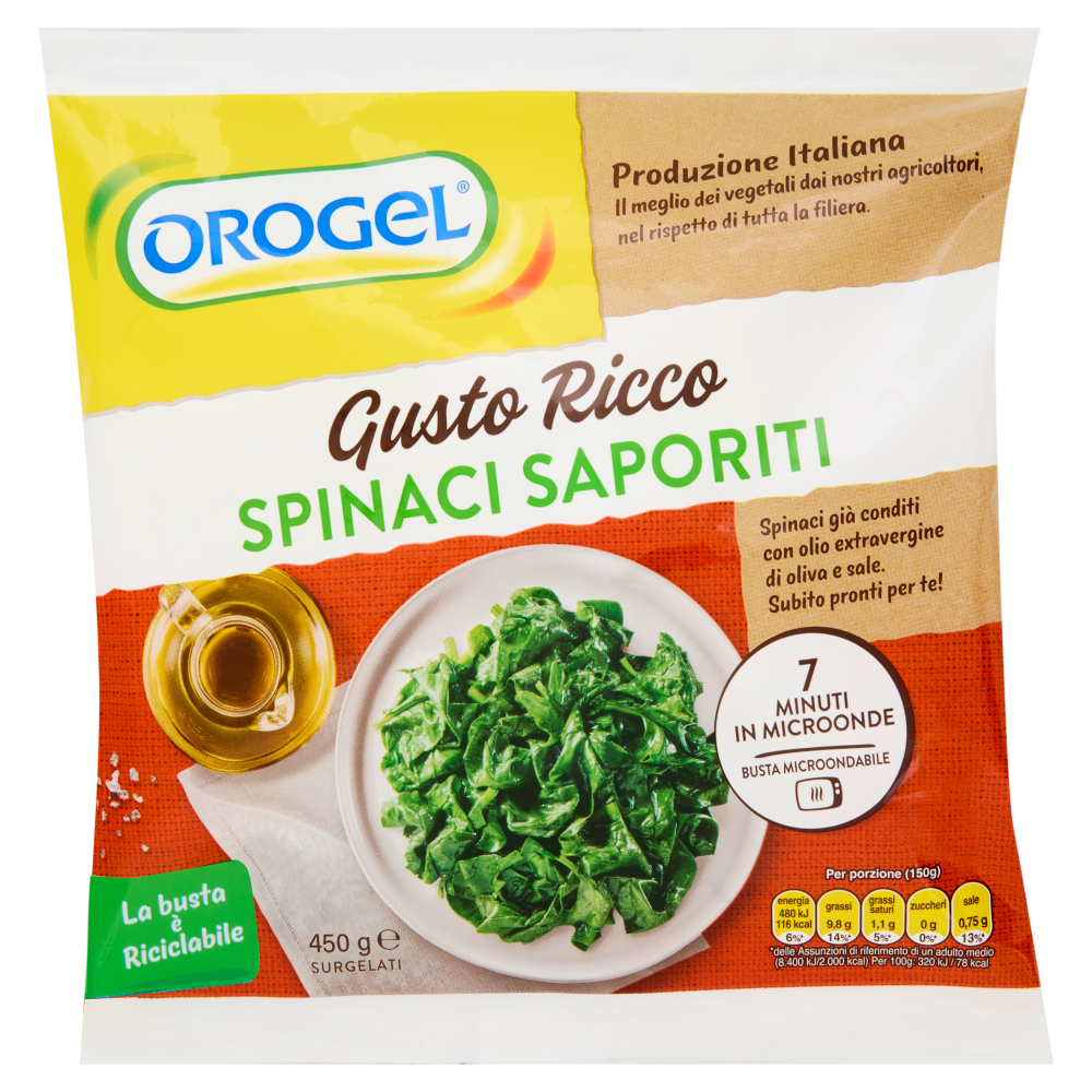 Orogel Gusto Ricco Spinaci Saporiti Surgelati 450 g