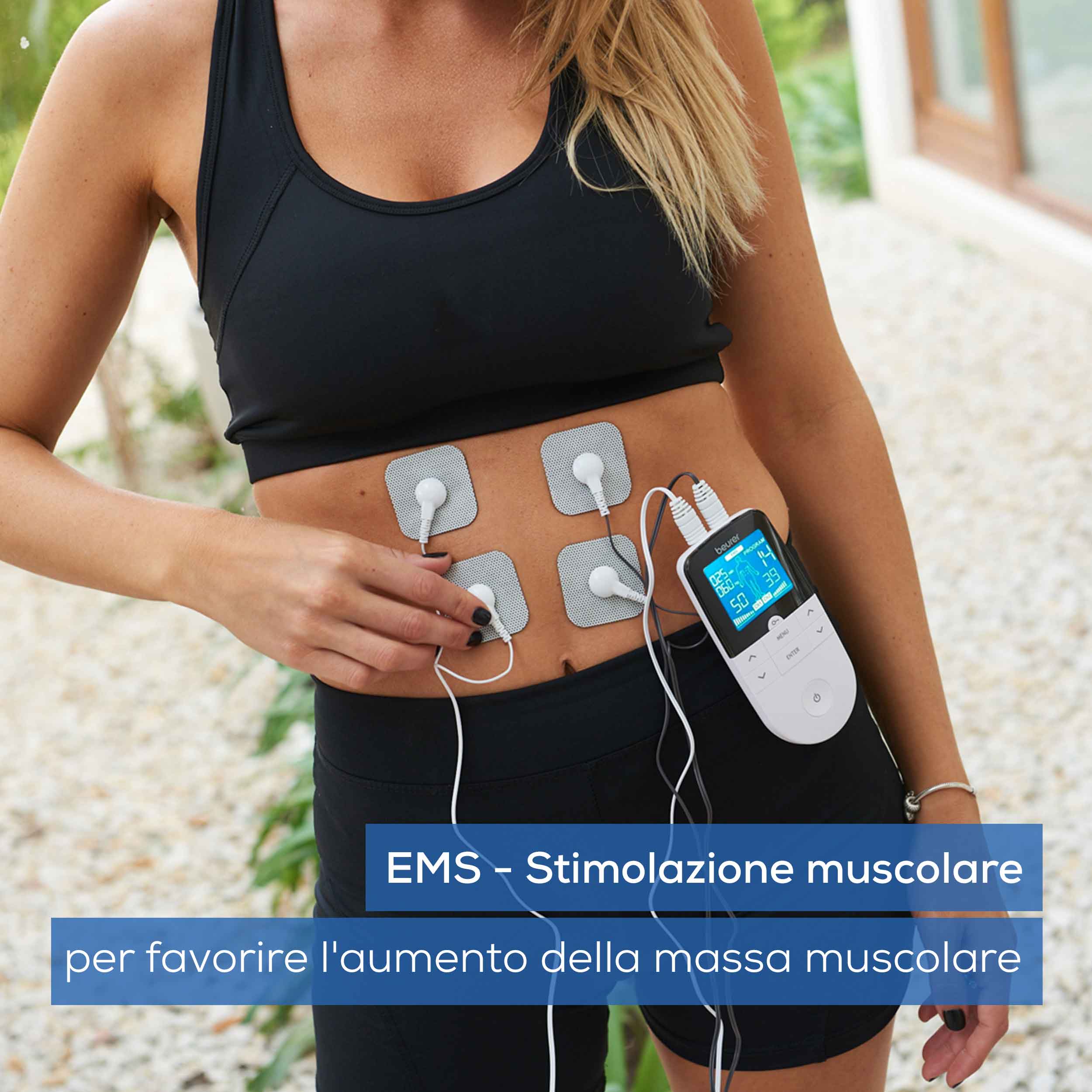 Beurer EM 49 Elettrostimolatore Digitale TENS EMS con Funzione Massaggio Relax, Bianco/Nero