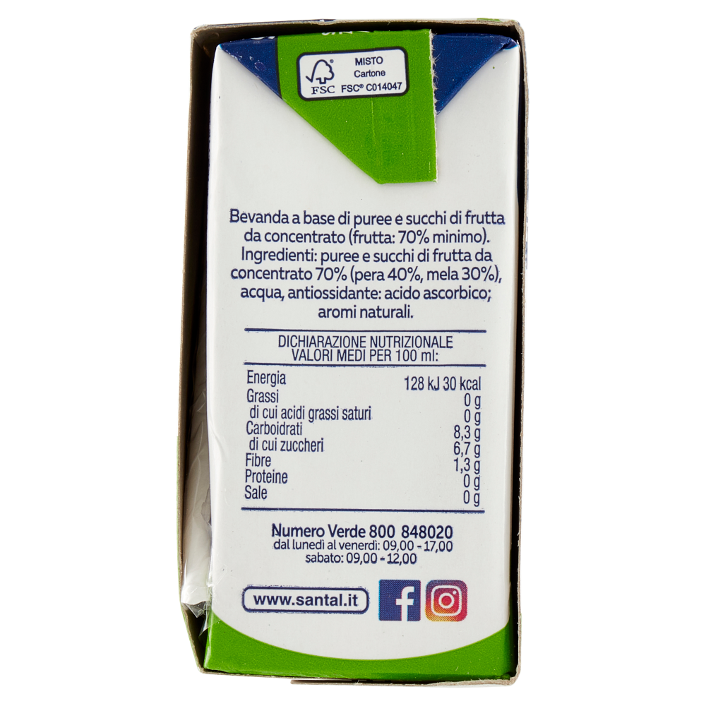 Santàl Dolce di Natura pera Senza Zuccheri Aggiunti 3 x 200 ml