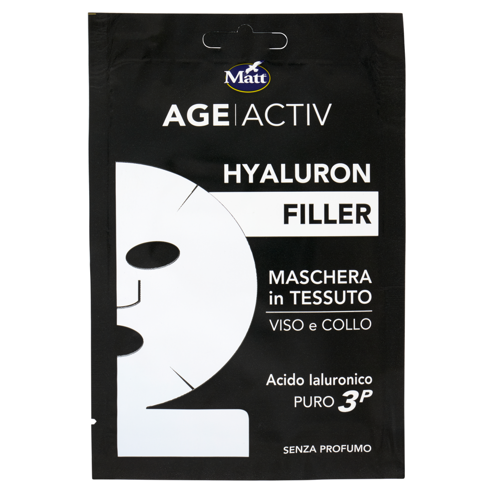Matt Age Activ Hyaluron Filler Maschera in Tessuto Viso e Collo Acido Ialuronico Puro 3P 20 ml