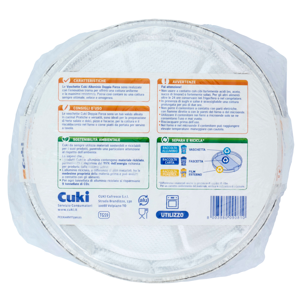 Cuki Cuoce Vaschette Alluminio doppia forza 8 Porzioni 3 pz