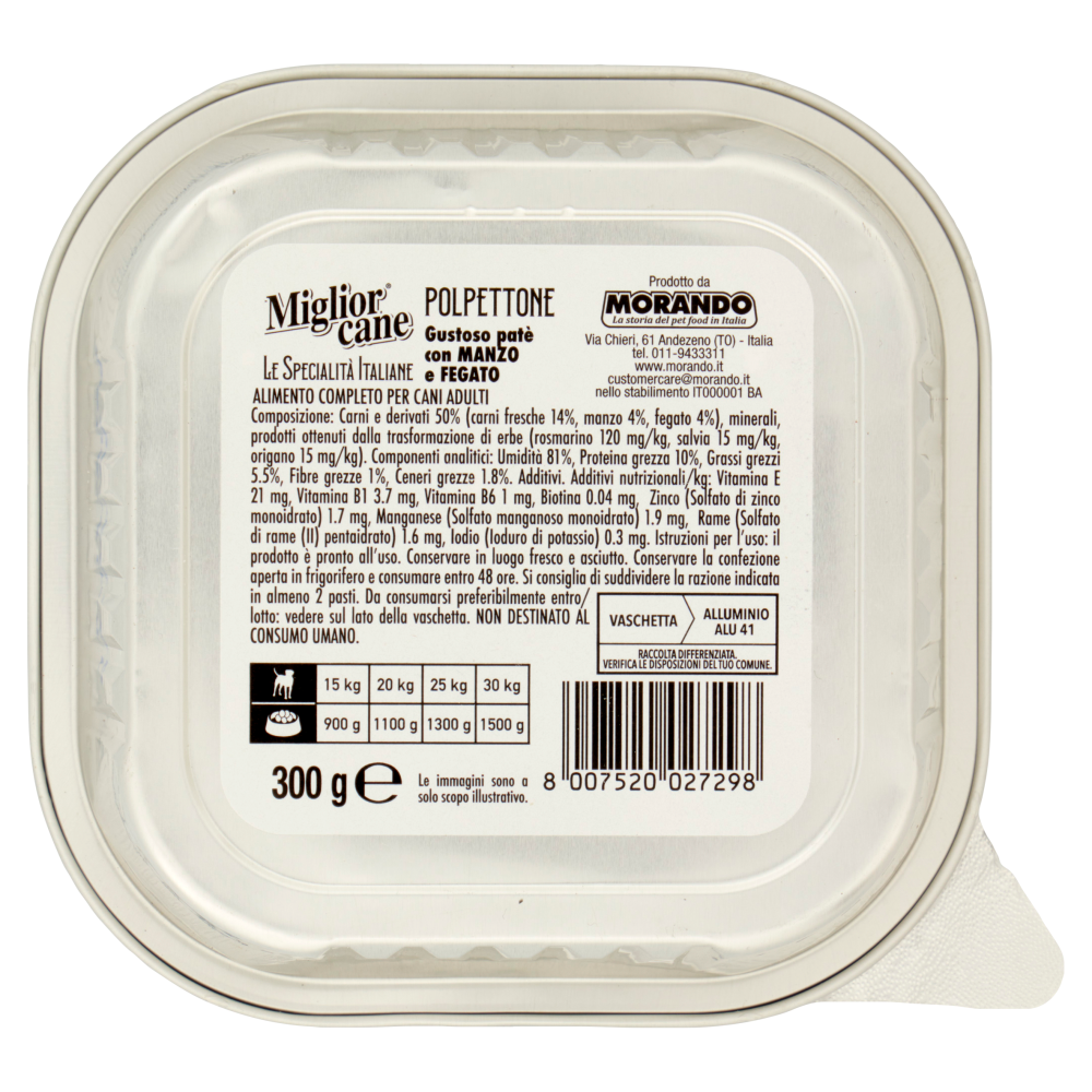 Migliorcane Le Specialità Italiane Polpettone con Manzo e Fegato 300 G