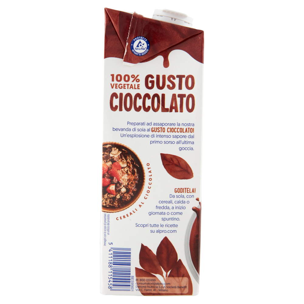  alpro Cioccolato, Bevanda alla Soia, 100% vegetale con vitamine B2, B12, D 1 Litro.