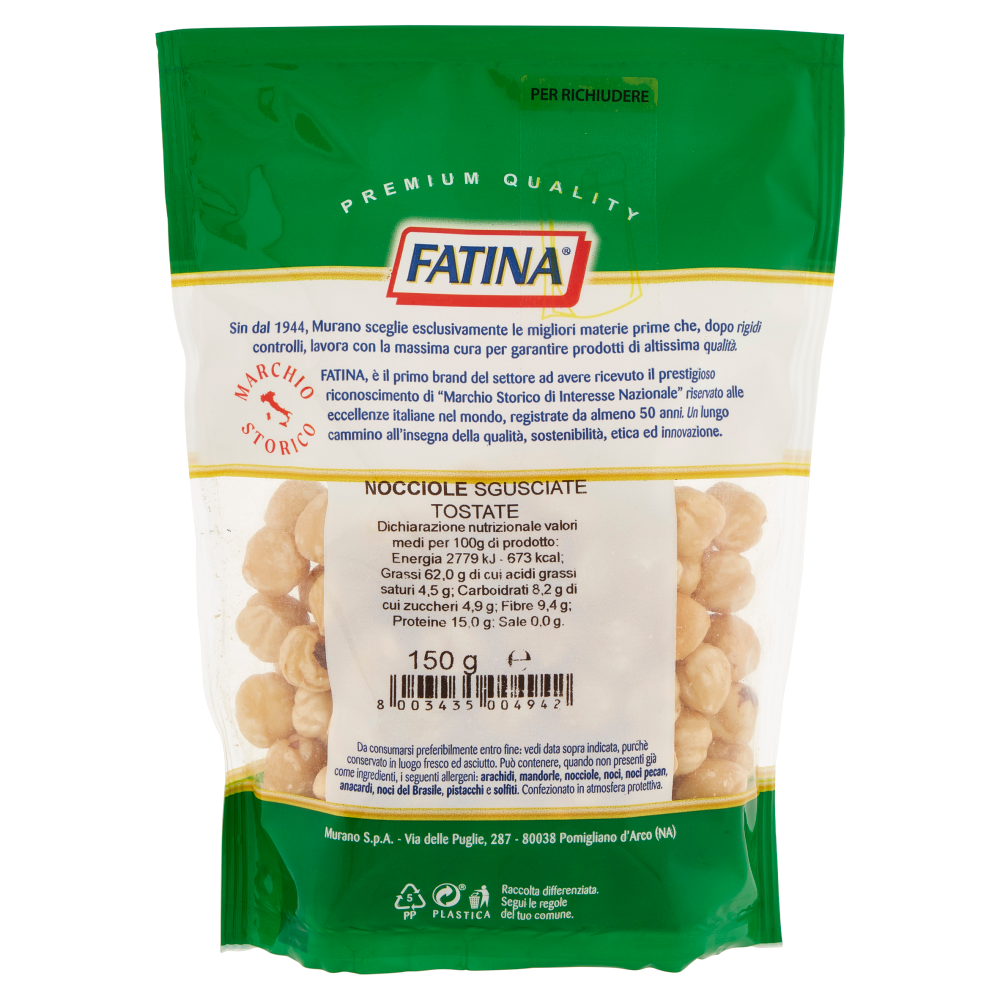 Fatina Frutta Secca Snack Nocciole Sgusciate Tostate 150 g