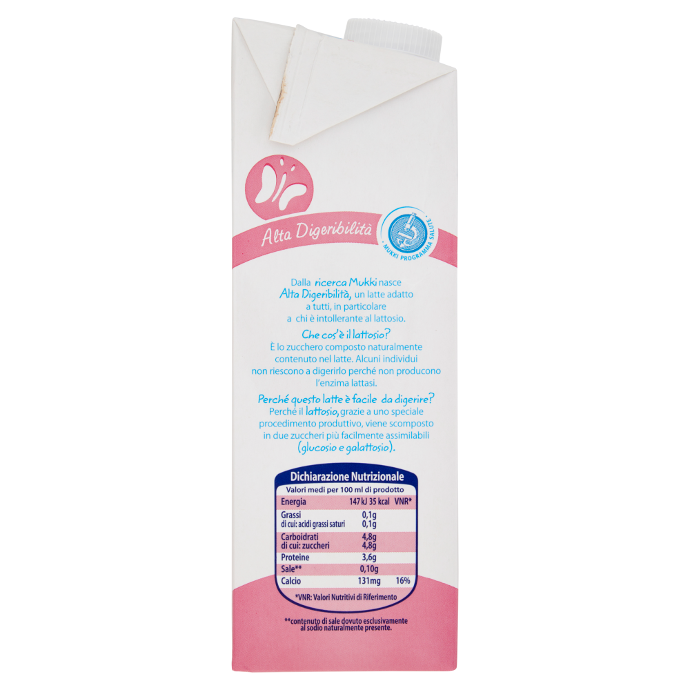 Mukki senza lattosio Alta Digeribilit&agrave; Latte scremato 1 Litro