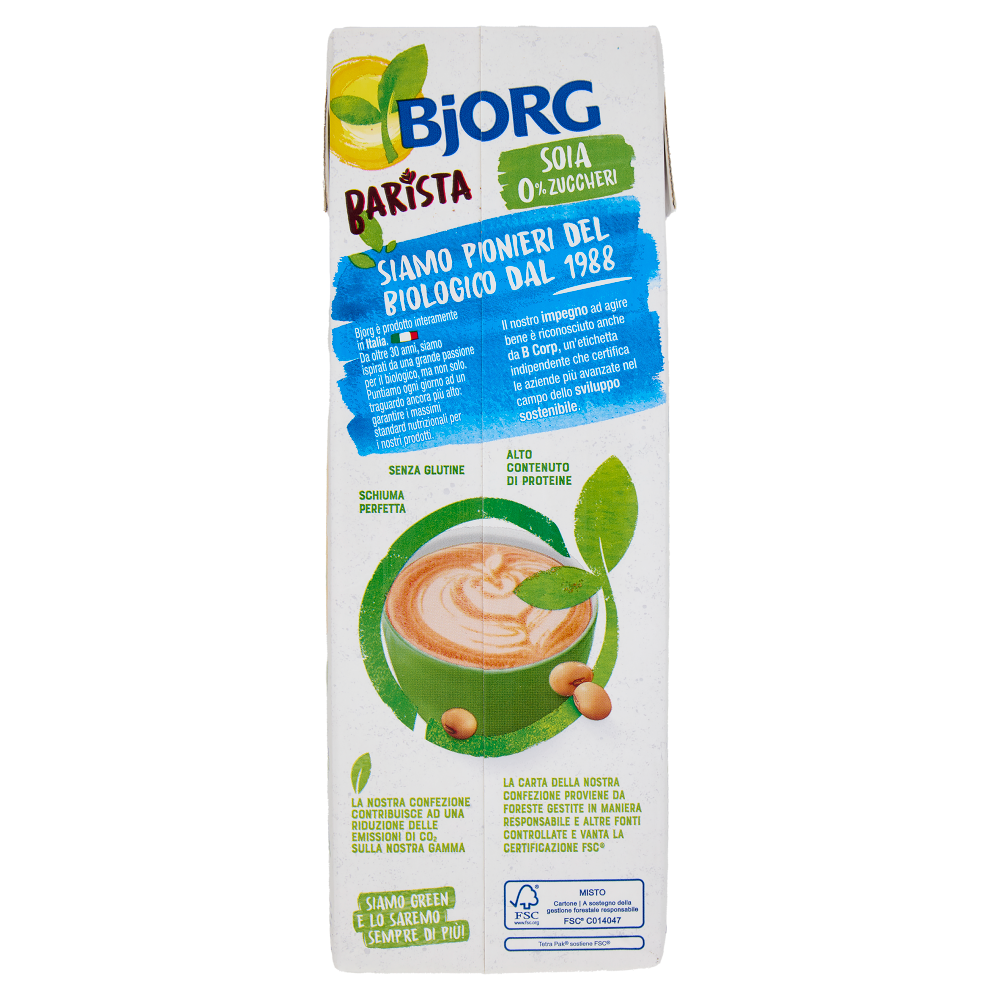 BJORG Soia Barista Bevanda Vegetale Biologica, Senza Zuccheri Aggiunti, Prodotto in Italia, 1L