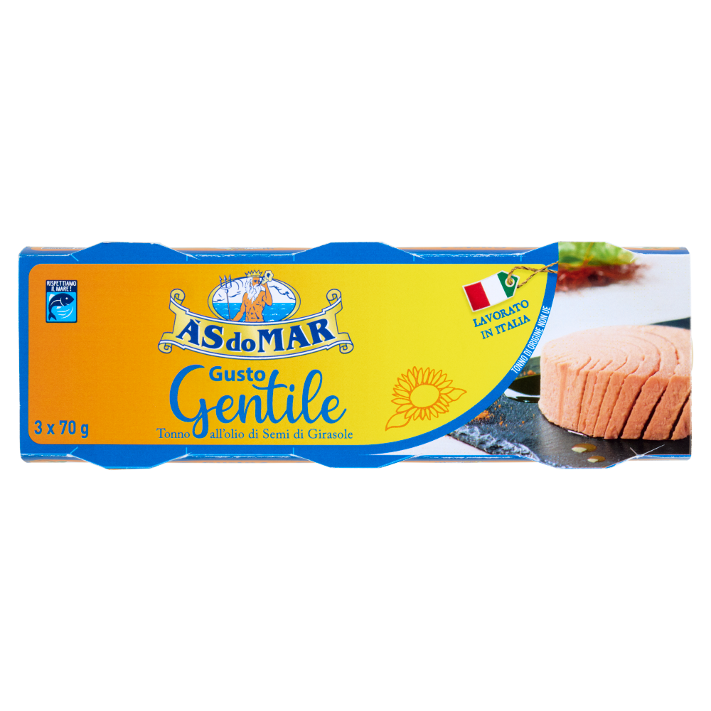 Asdomar Gusto Gentile Tonno all'olio di Semi di Girasole 3 x 70 g