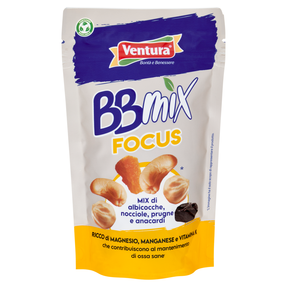 Ventura BBmix Focus Mix di albicocche, nocciole, prugne e anacardi 150 g