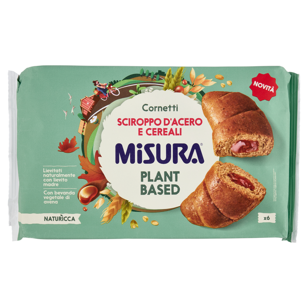 Misura Naturìcca Cornetti Sciroppo d'Acero e Cereali Plant Based 6 x 49,7 g