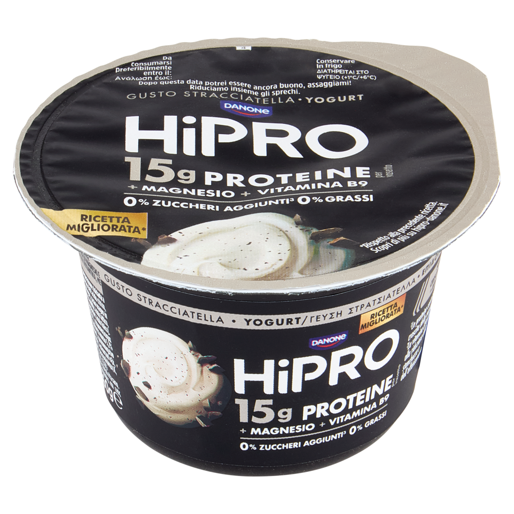 HiPRO Yogurt,15g Proteine,0% Grassi,Stracciatella,con Magnesio&Vit B9,basso in lattosio,160g