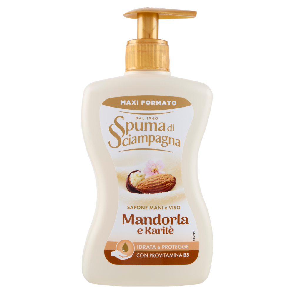 Spuma di Sciampagna Sapone Mani e Viso Mandorla e Karit&egrave; 430 ml