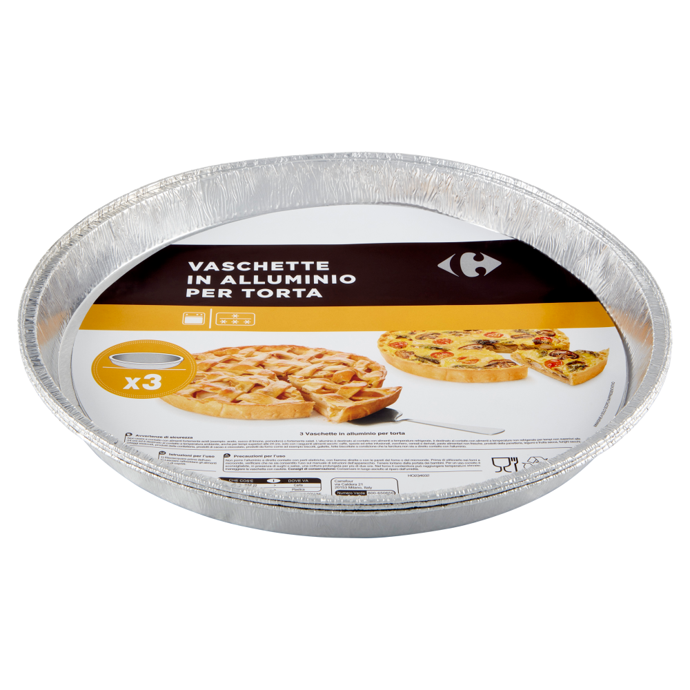 Carrefour Vaschette in Alluminio per Torta 3 pz