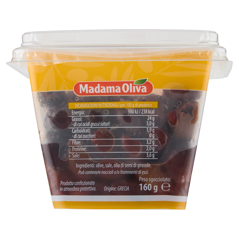 Madama Oliva il Frutto di Grecia Olive Kalamon Nere Denocciolate 160 g