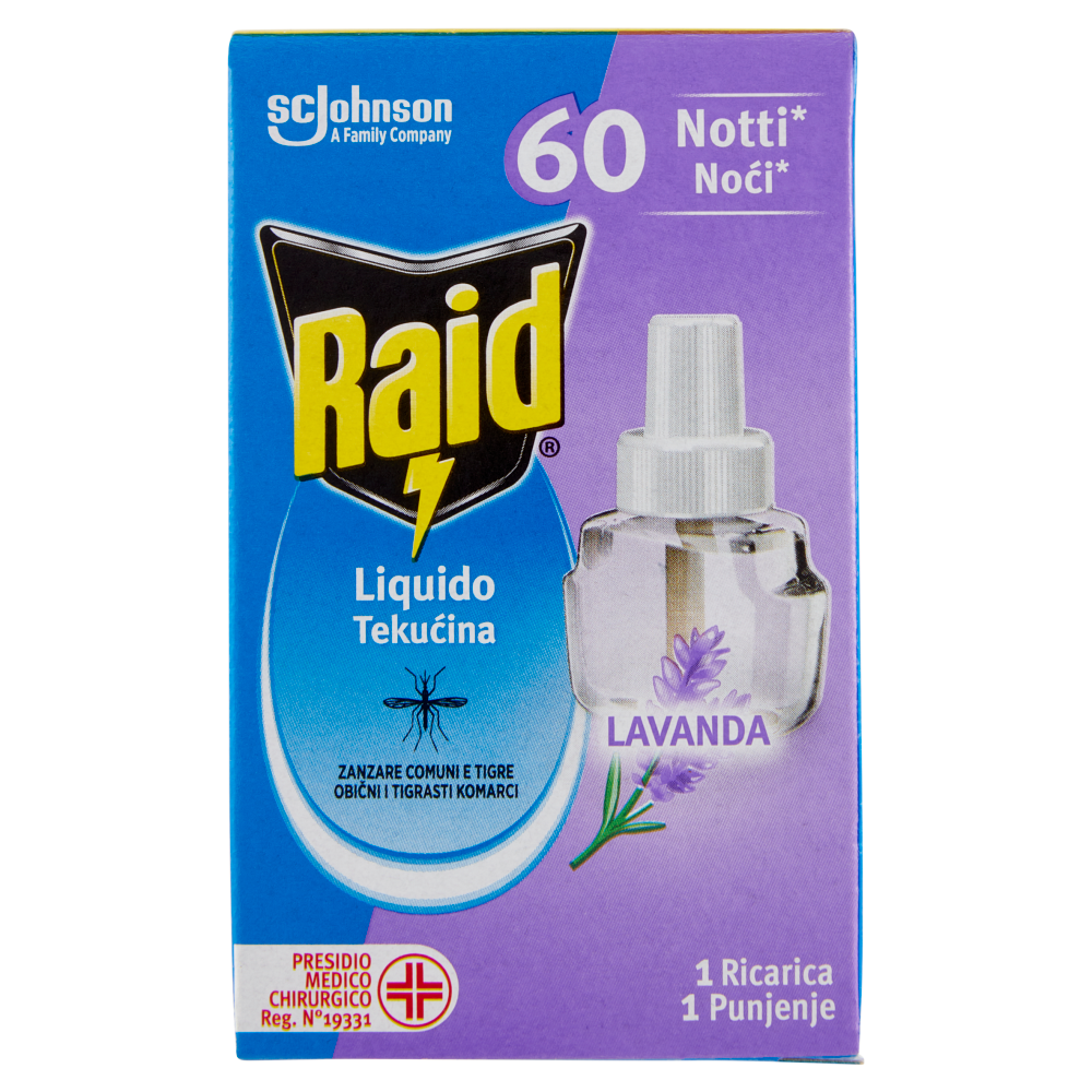 Raid Liquido Elettrico Ricarica,  60 Notti, Lavanda, 36ml