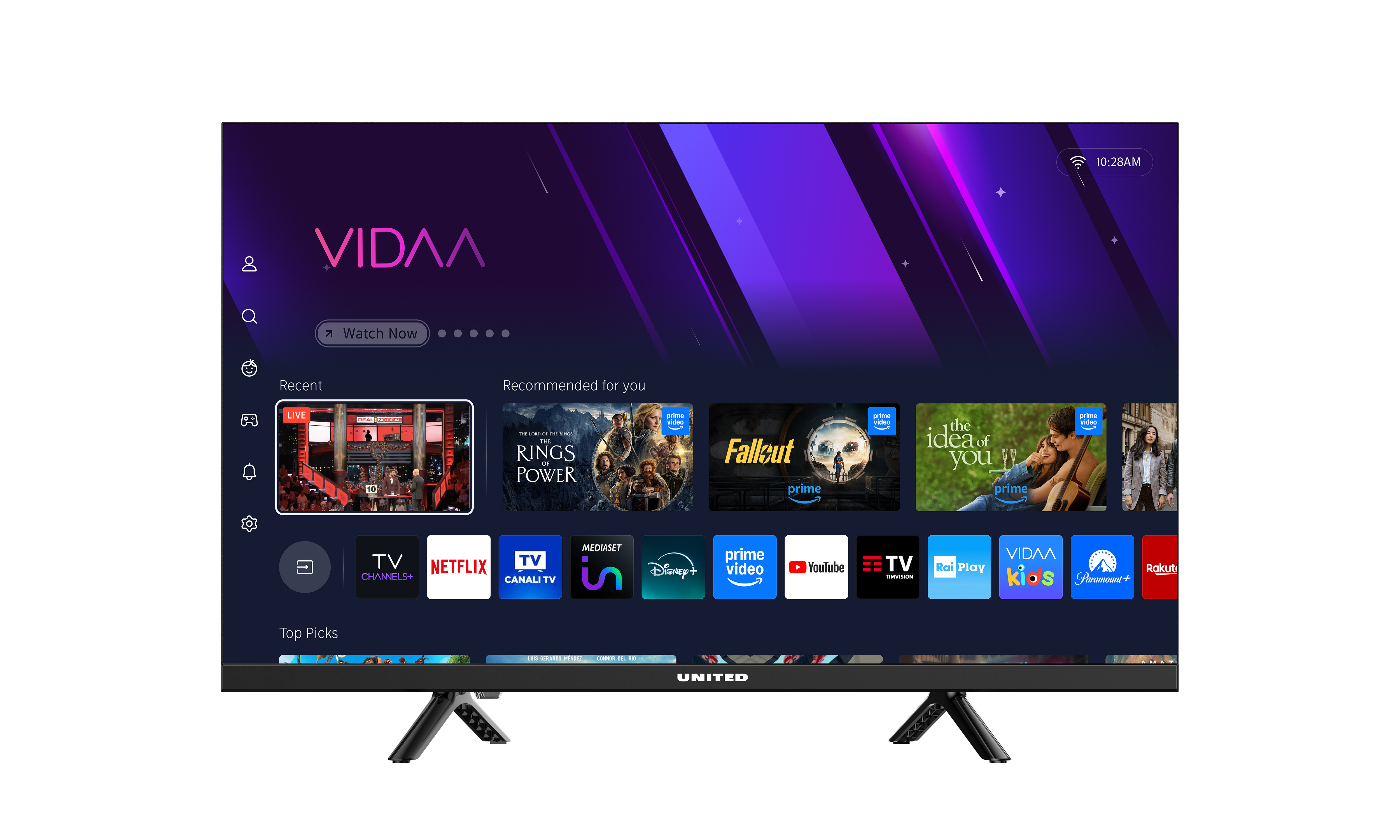 United LED24M10VDA TV 61 cm (24") HD Smart TV Wi-Fi Nero 160 cd/m²