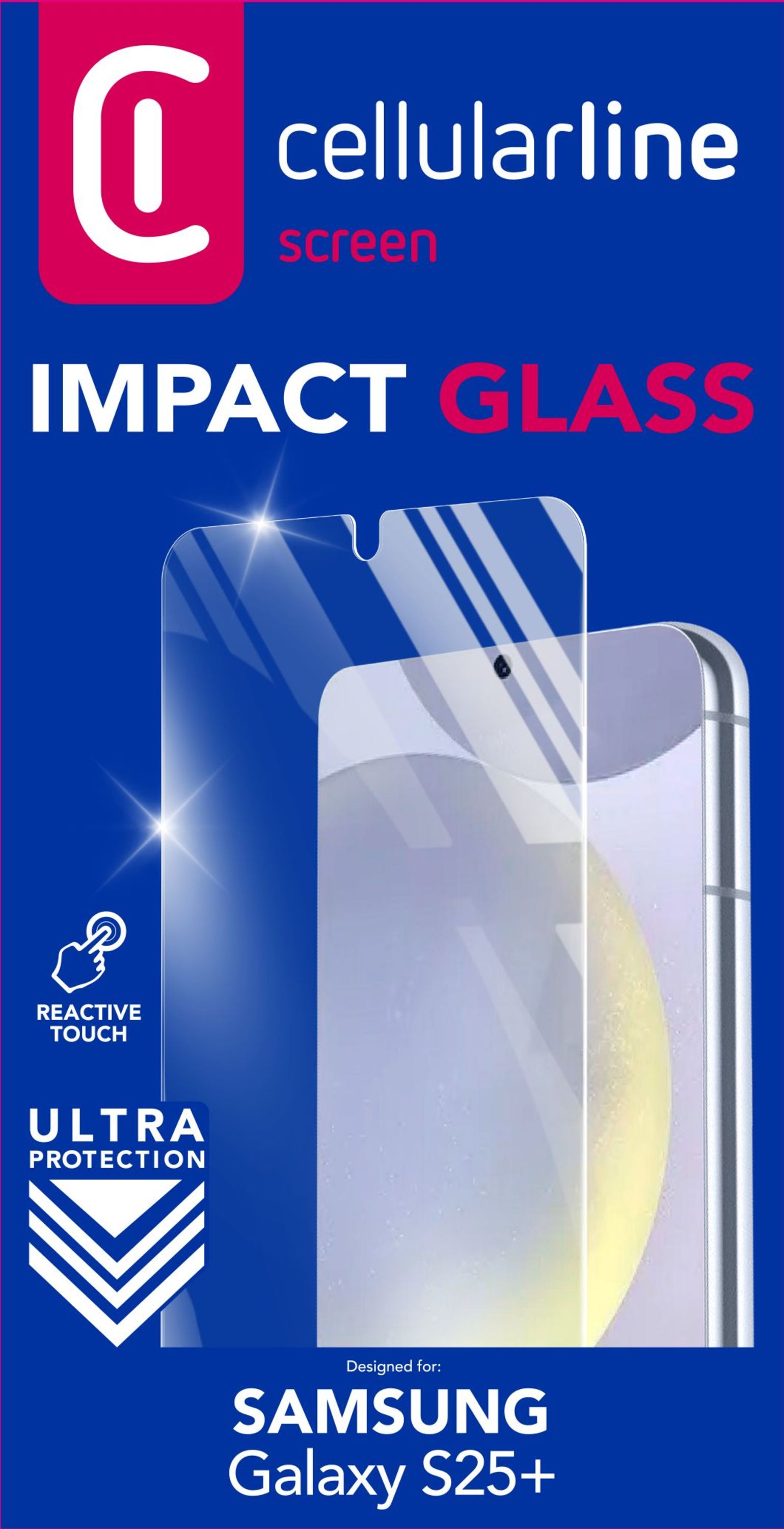 Cellularline Impact Glass - Galaxy S25+ Vetro temperato sottile, resistente e super sensibile