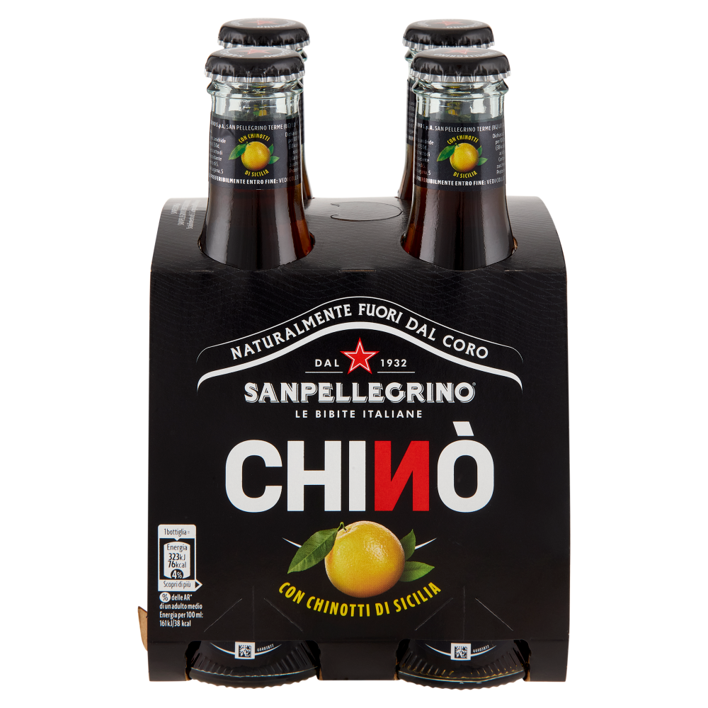 BIBITE SANPELLEGRINO, Bevande Gassate, Chin&ograve;, Vetro 4x20cl