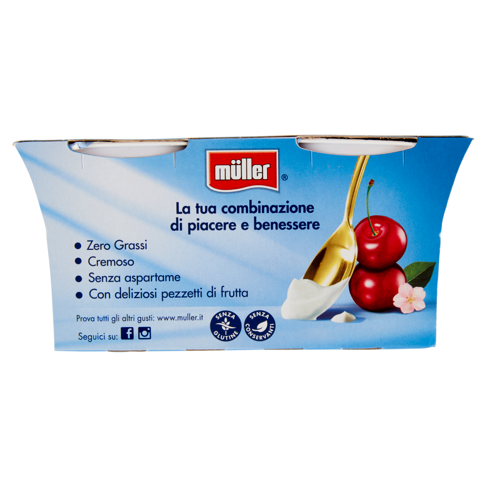 müller Yogurt Zero% Grassi Ciliegia in Pezzi 2 x 125 g