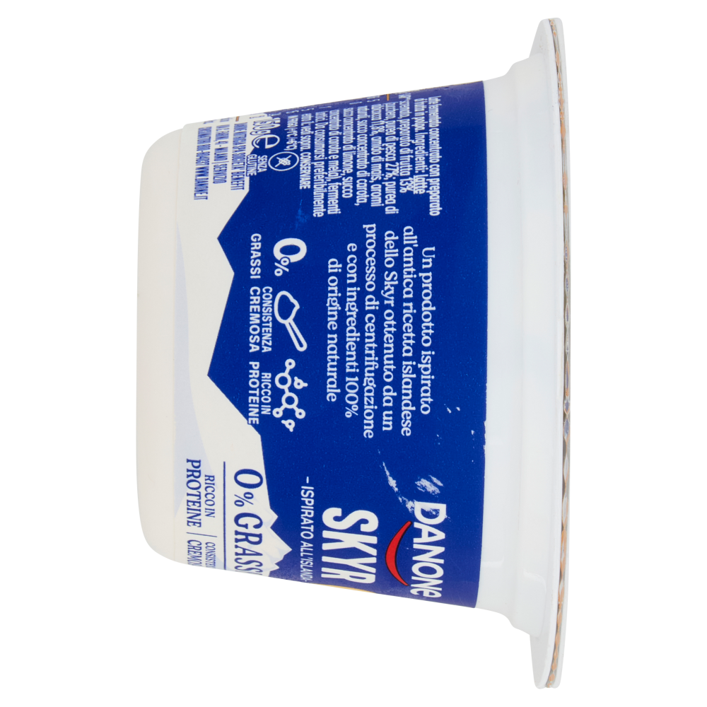 DANONE Skyr, Yogurt ispirato all'Islanda, 0% grassi,Cremoso,Ricco in Proteine, Pesca&Albicocca, 150g