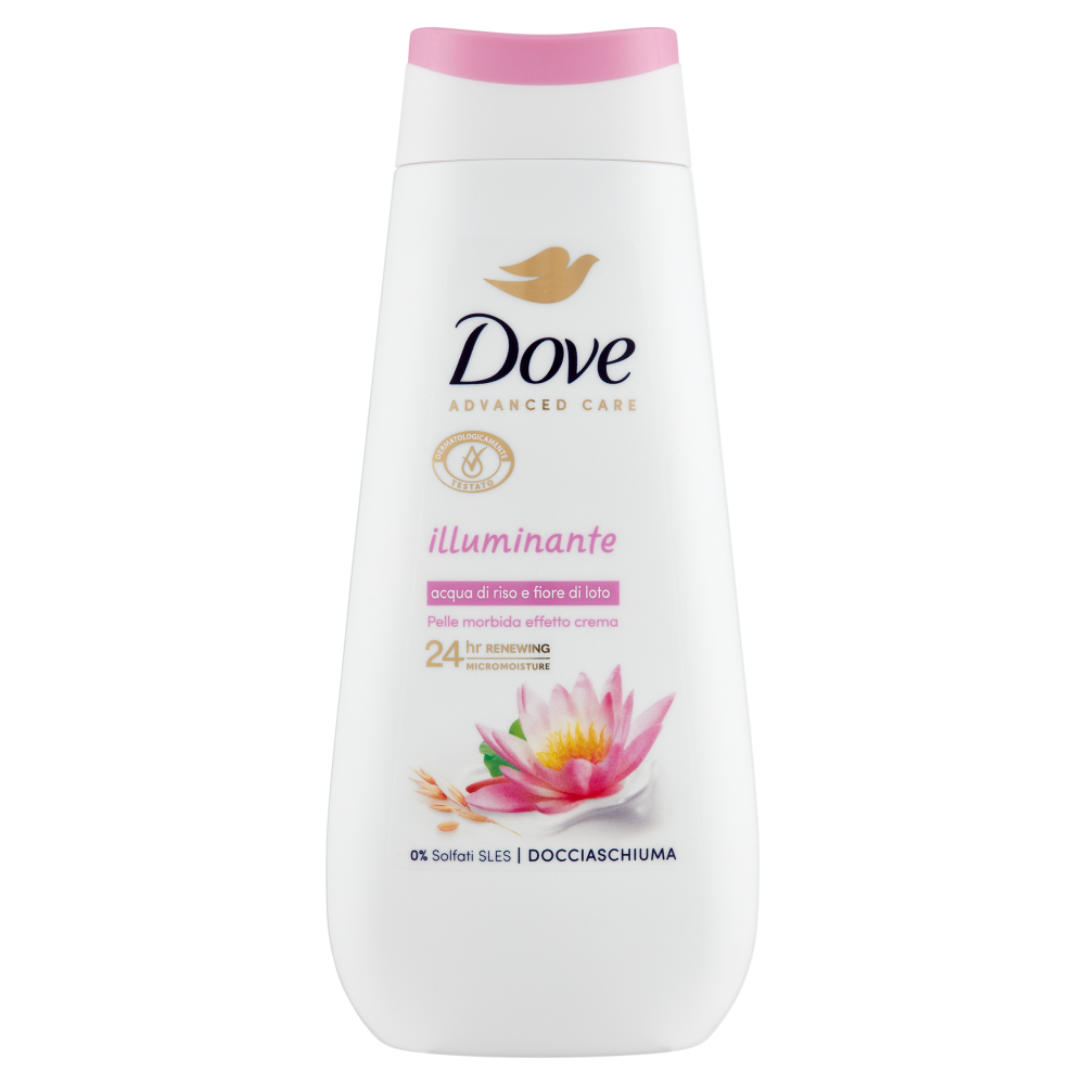 Dove Advanced Care Docciaschiuma illuminante acqua di riso e fiore di loto 225 ml