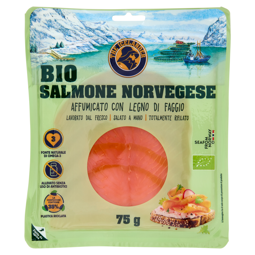 The Icelander Bio Salmone Norvegese Affumicato con Legno di Faggio 75 g