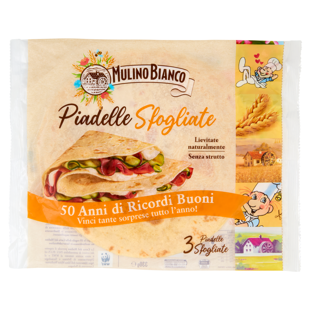 Mulino Bianco Piadelle Sfogliate Ideale per Piadina 3pz 330g