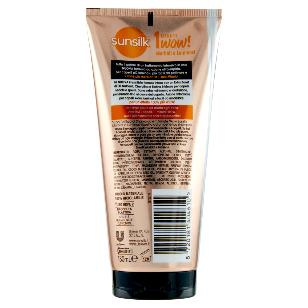 sunsilk Morbidi e Luminosi 1 Minute Wow! Trattamento Intensivo per Capelli Secchi e Spenti 180 mL