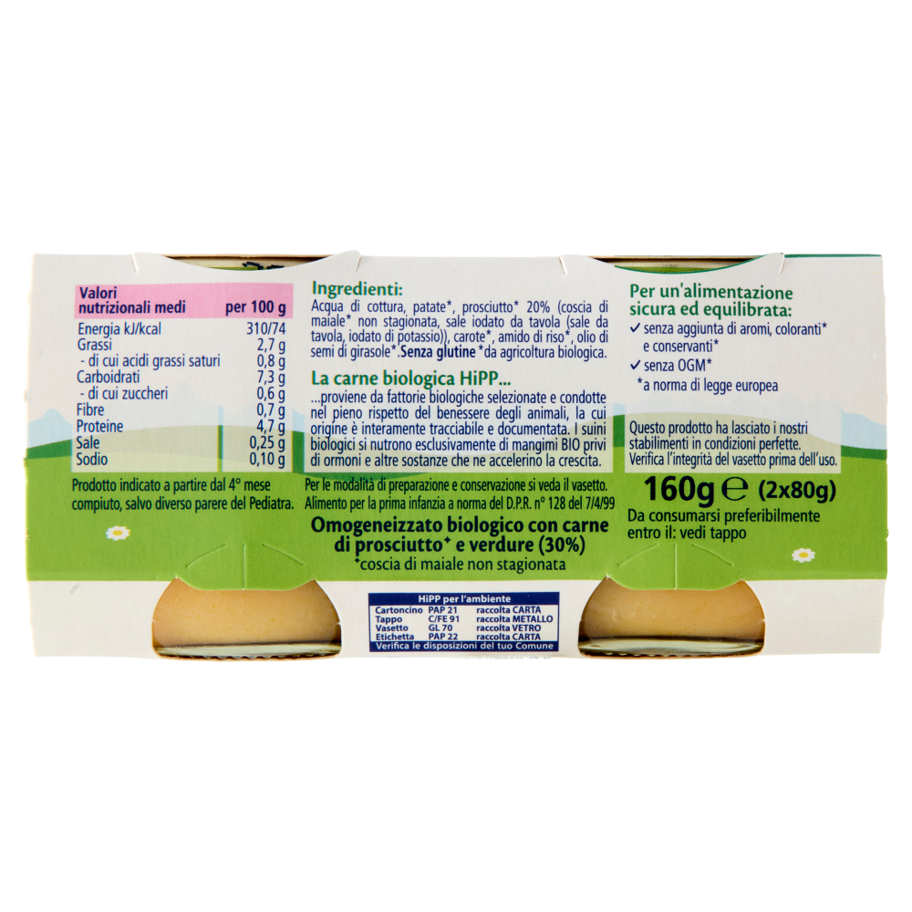 HiPP Biologico Omo Prosciutto* con Verdure 2 x 80 g