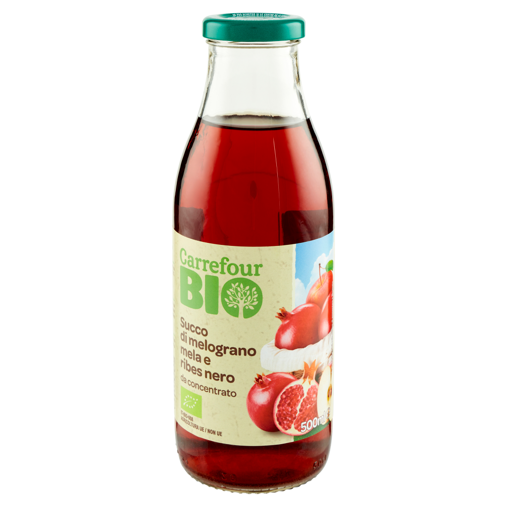 Carrefour Bio Succo di melograno mela e ribes nero da concentrato 500 ml