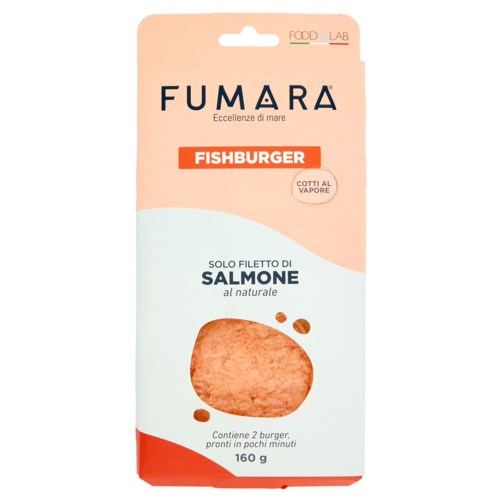 Fumara Fishburger Cotti al Vapore Solo Filetto di Salmone al naturale 160 g