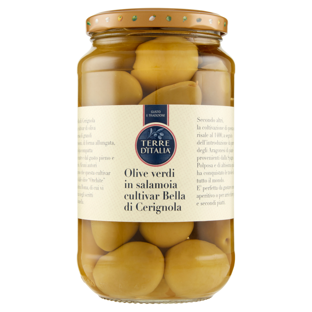 Terre d'Italia Olive verdi in salamoia cultivar Bella di Cerignola 530 g