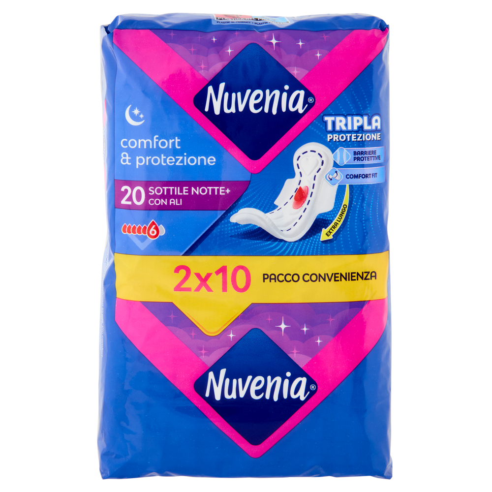 Nuvenia comfort & protezione Sottile Notte+ con Ali 2 x 10 pz