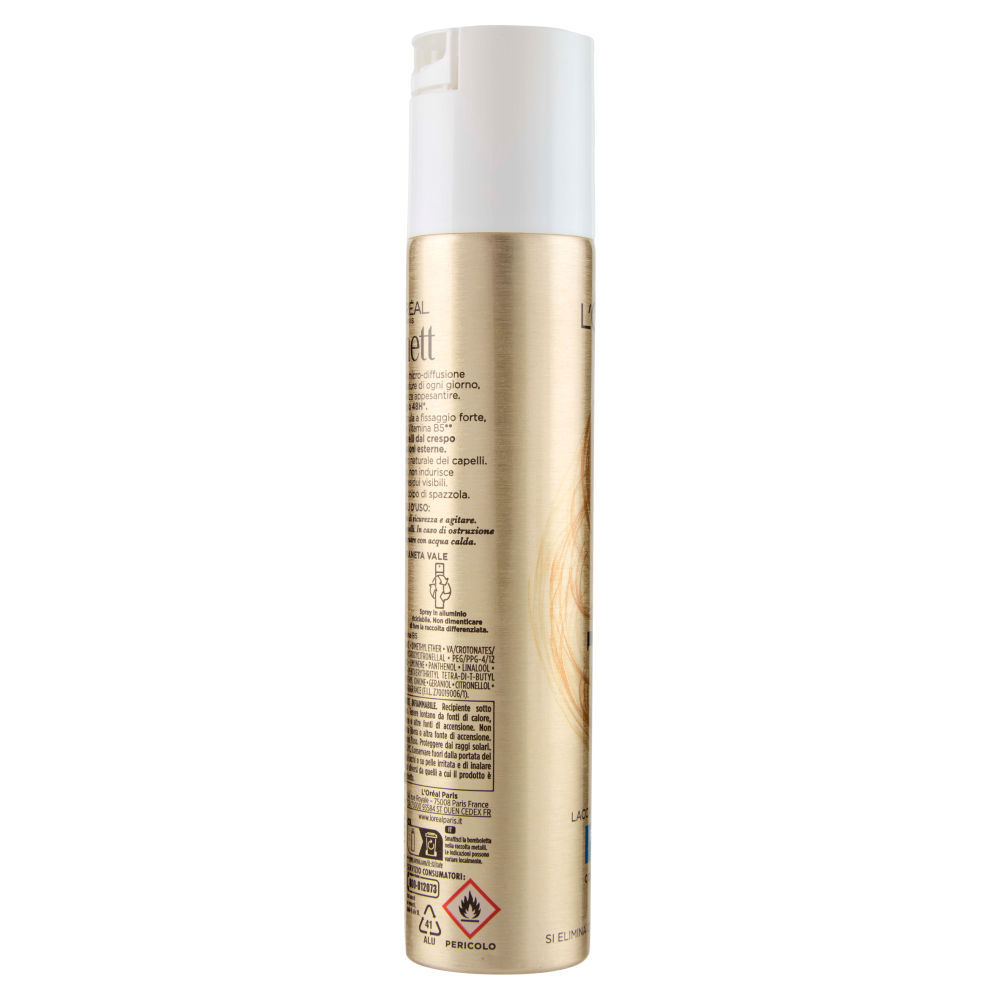 L'Oreal Paris Elnett Lacca fissaggio forte, fissa le acconciature, non appesantisce, 200 ml