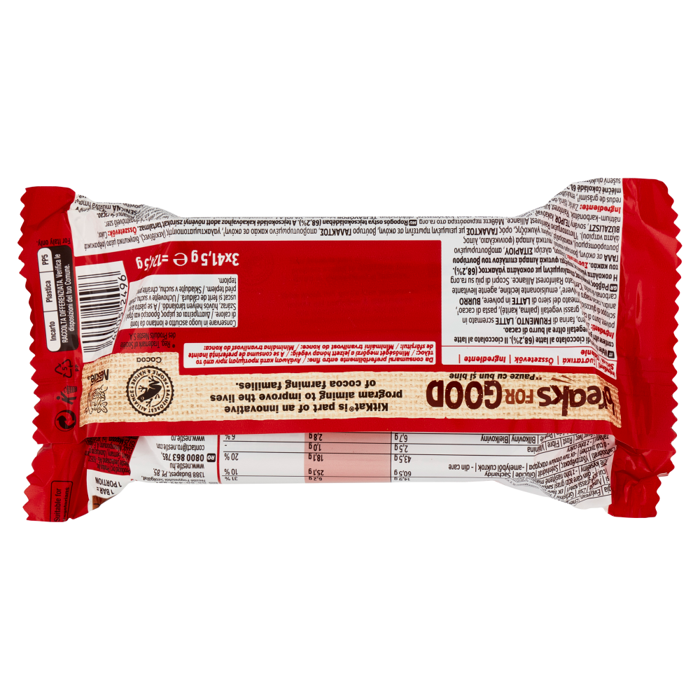 KITKAT Original Wafer ricoperto di Cioccolato al Latte 3 snack da 41,5g