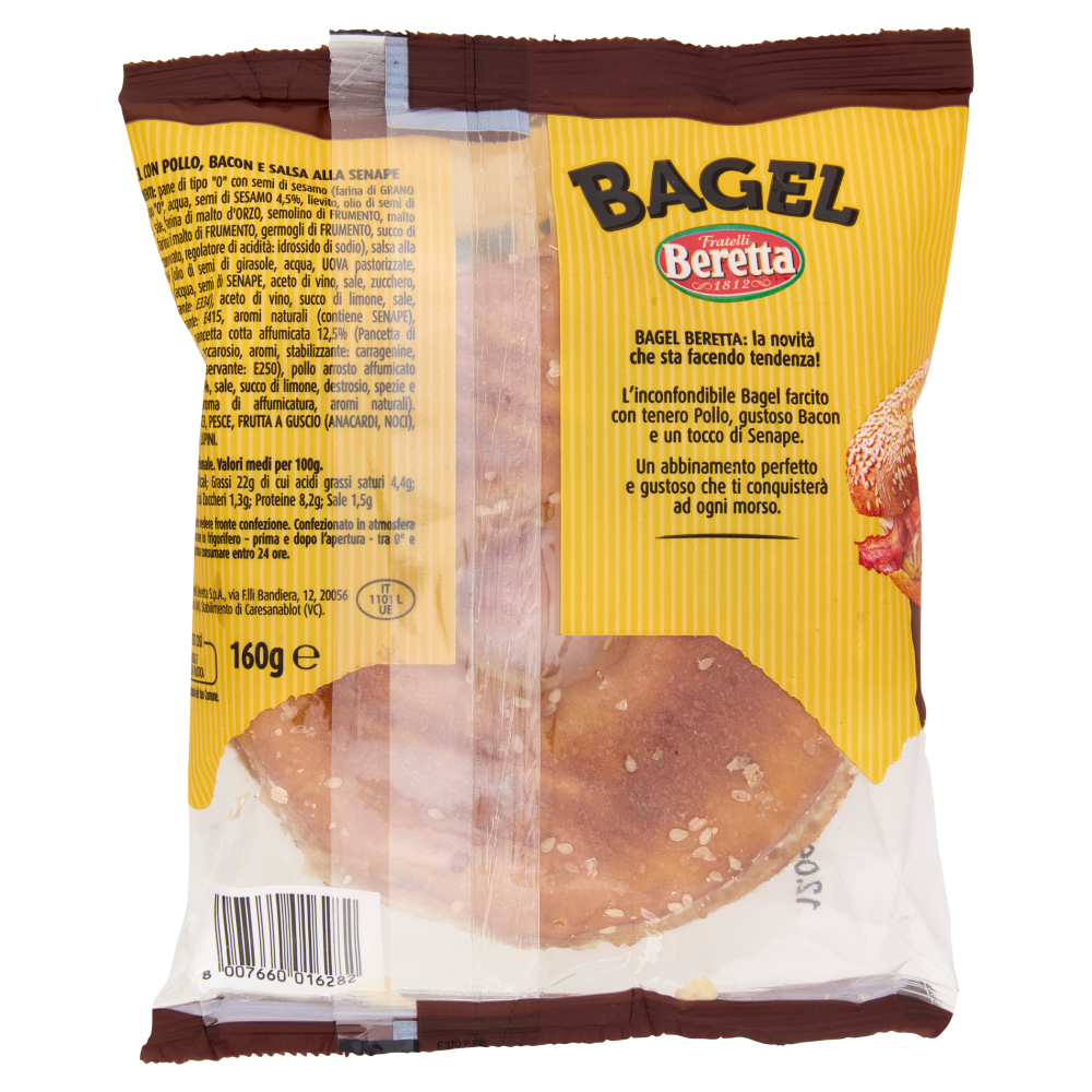 Fratelli Beretta Bagel Pollo e Bacon con salsa alla senape 160 g