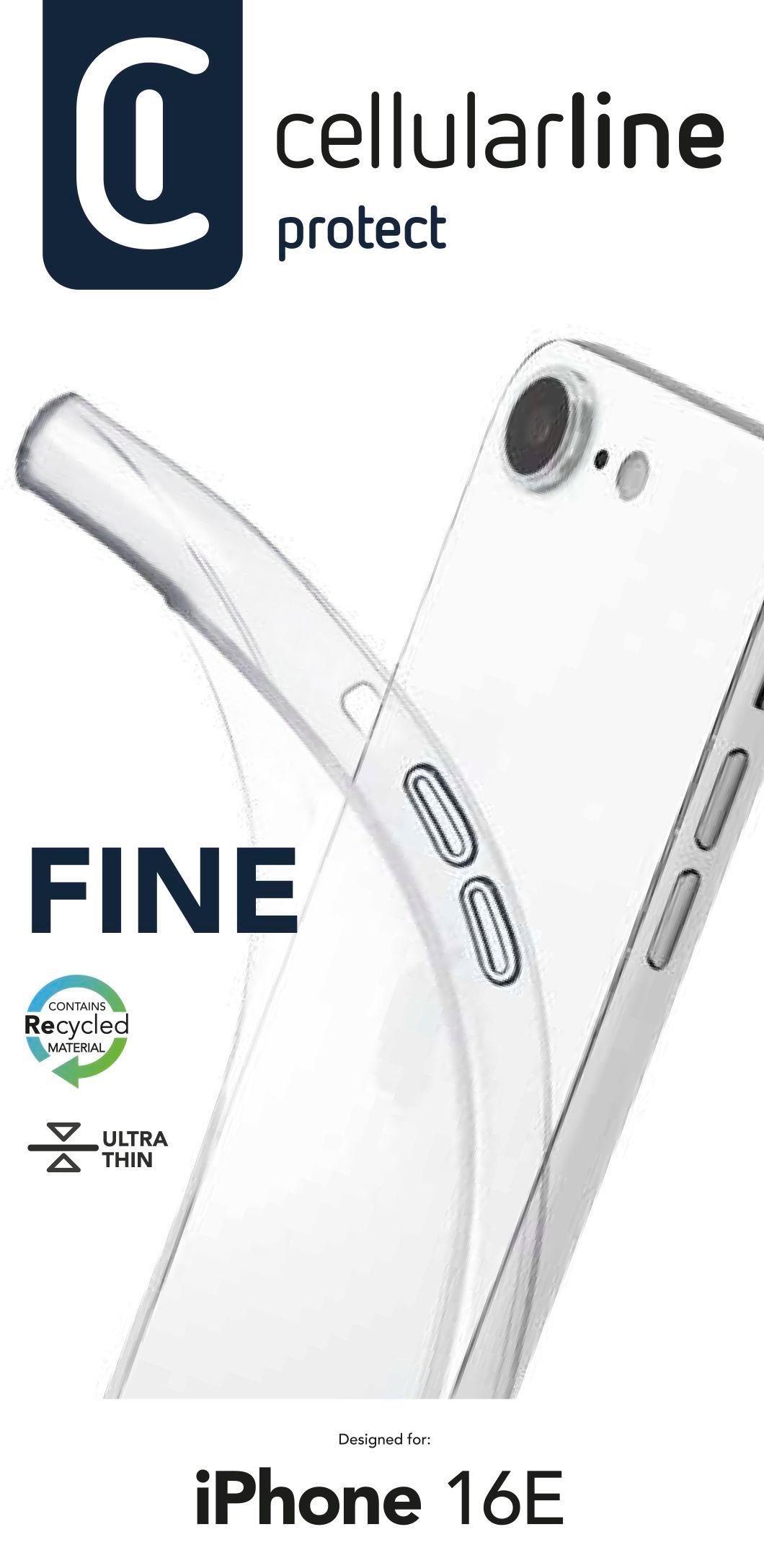 Cellularline Fine - iPhone 16e Cover in gomma morbida ultra sottile e trasparente