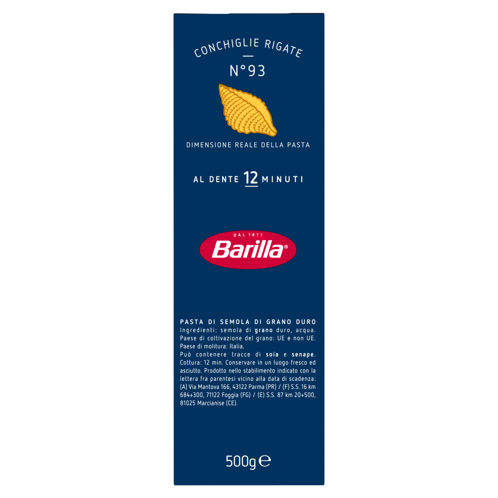 Barilla Pasta Conchiglie Rigate n.93 500g