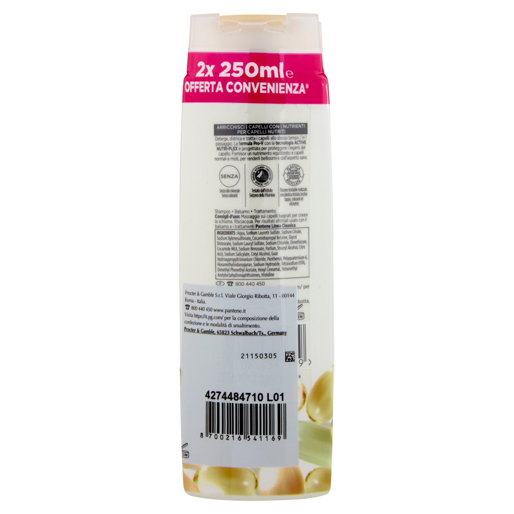 Pantene Pro-V Linea Classica 3 in 1 Shampoo + Balsamo + Trattamento Active Nutri-Plex 2 x 250 ml