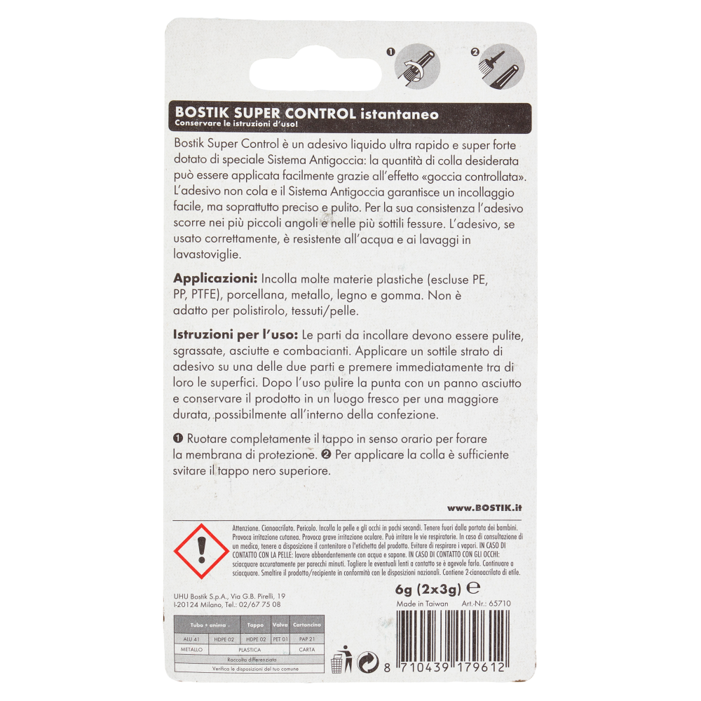 Bostik Super Control istantaneo liquido 2 x 3 g