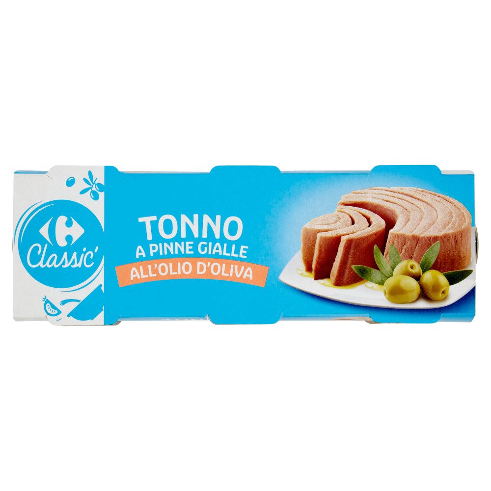 Carrefour Classic Tonno a Pinne Gialle all'Olio d'Oliva 3 x 80 g