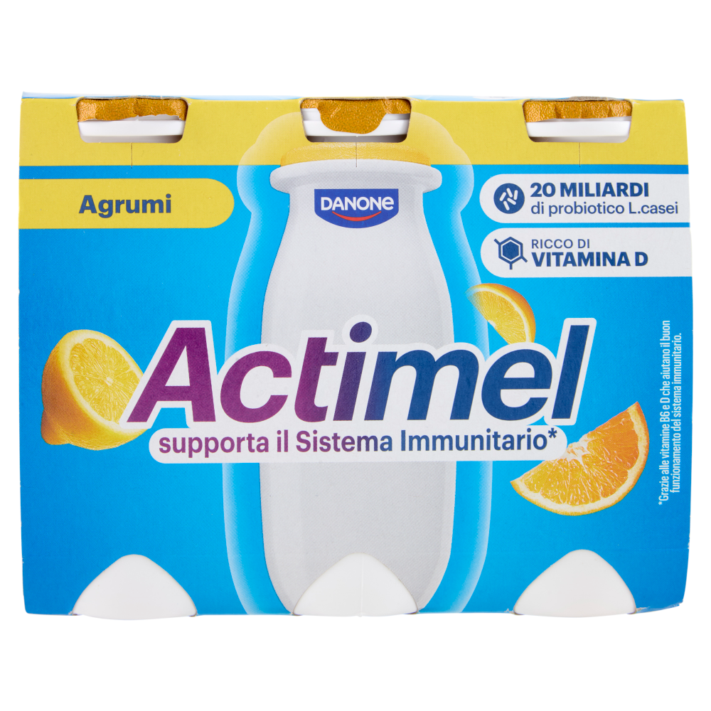ACTIMEL, Yogurt da Bere con Vit B6 e D per il Sistema Immunitario, gusto Agrumi, 6X100g