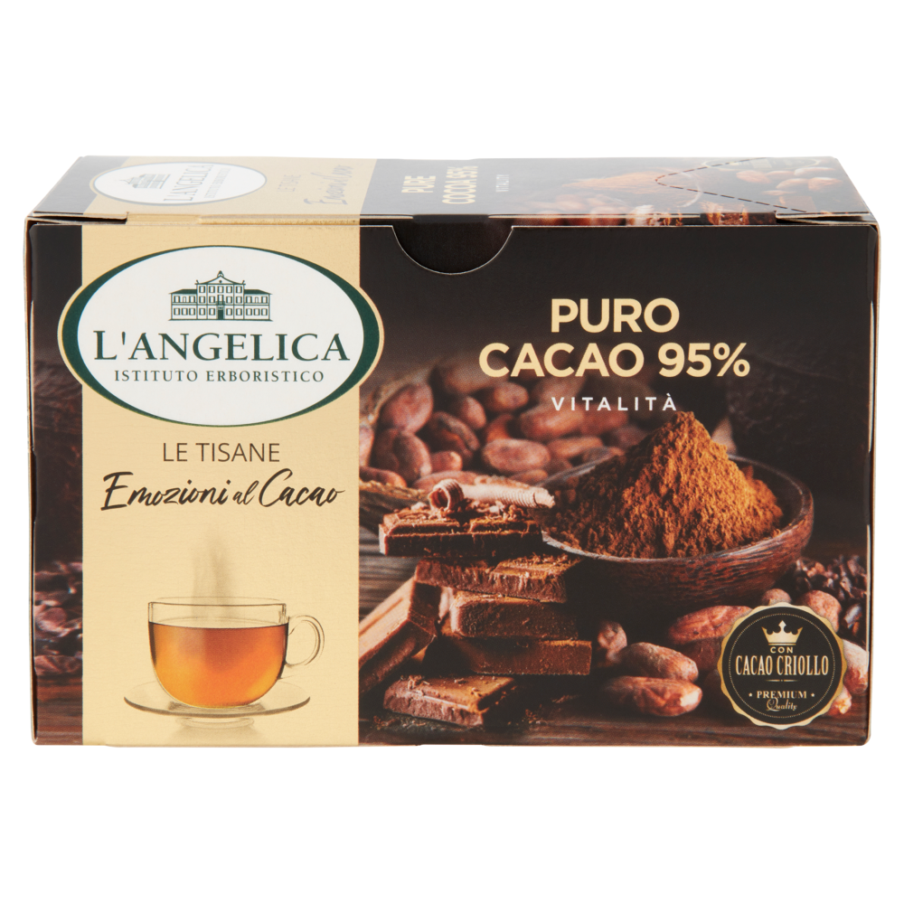 L'Angelica Le Tisane Emozioni al Cacao Puro Cacao 95% Vitalità 15 Filtri 30 g