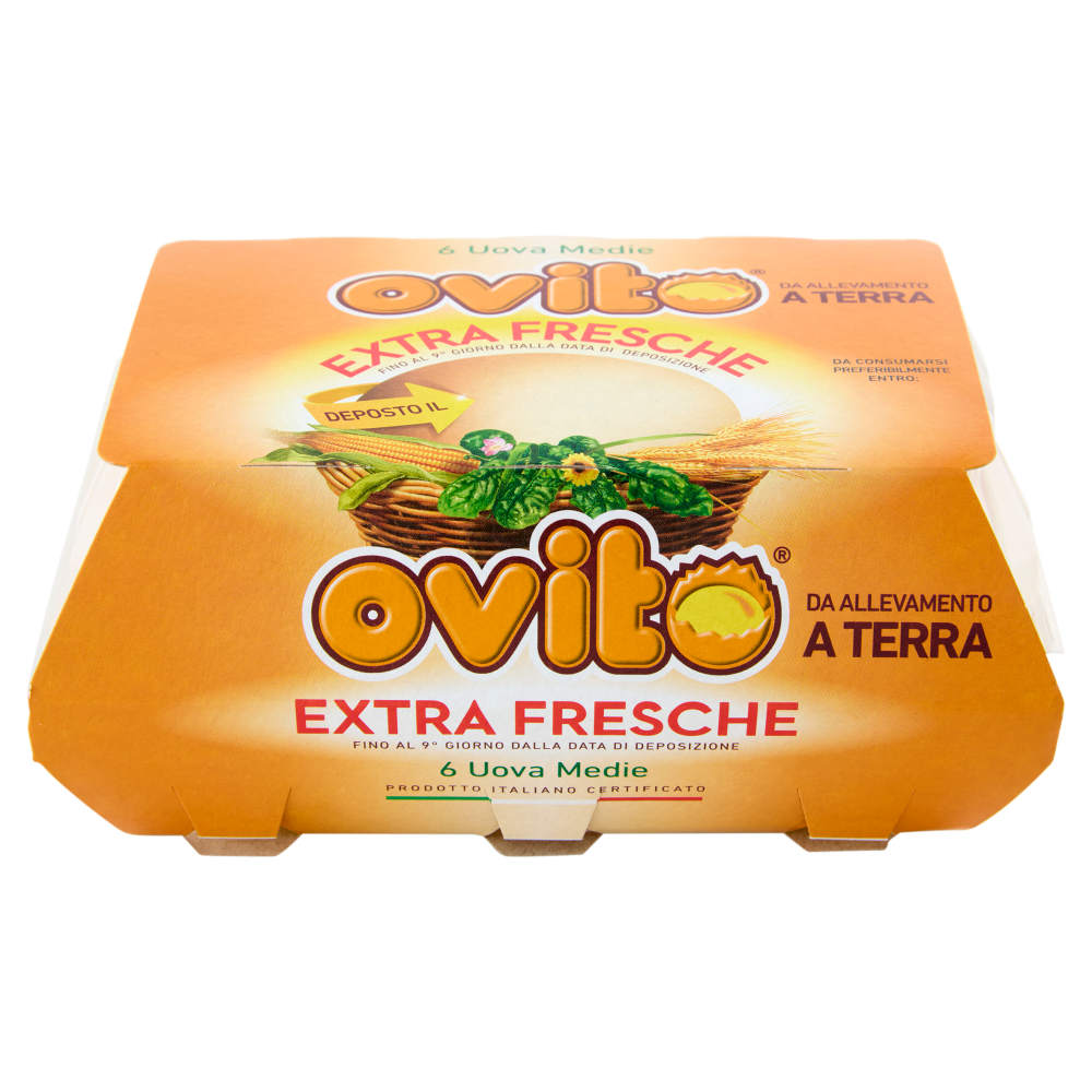 Ovito Extra Fresche 6 Uova Medie da Allevamento a Terra