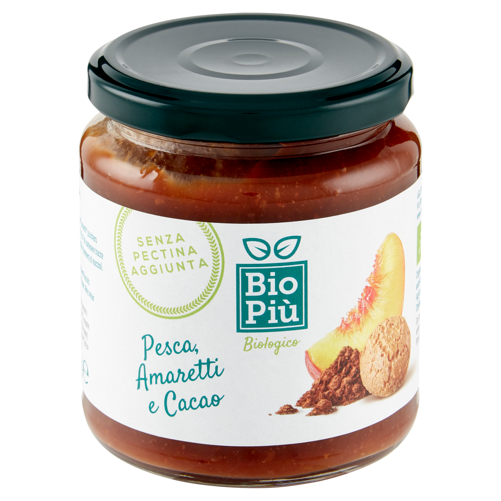 Bio Pi&ugrave; Pesca, Amaretti e Cacao 350 g