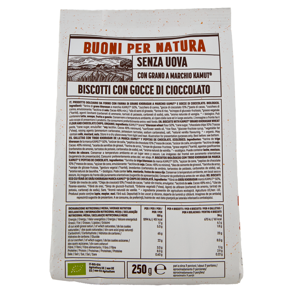 Germinal Bio Buoni per Natura Biscotti con Gocce di Cioccolato 250 g